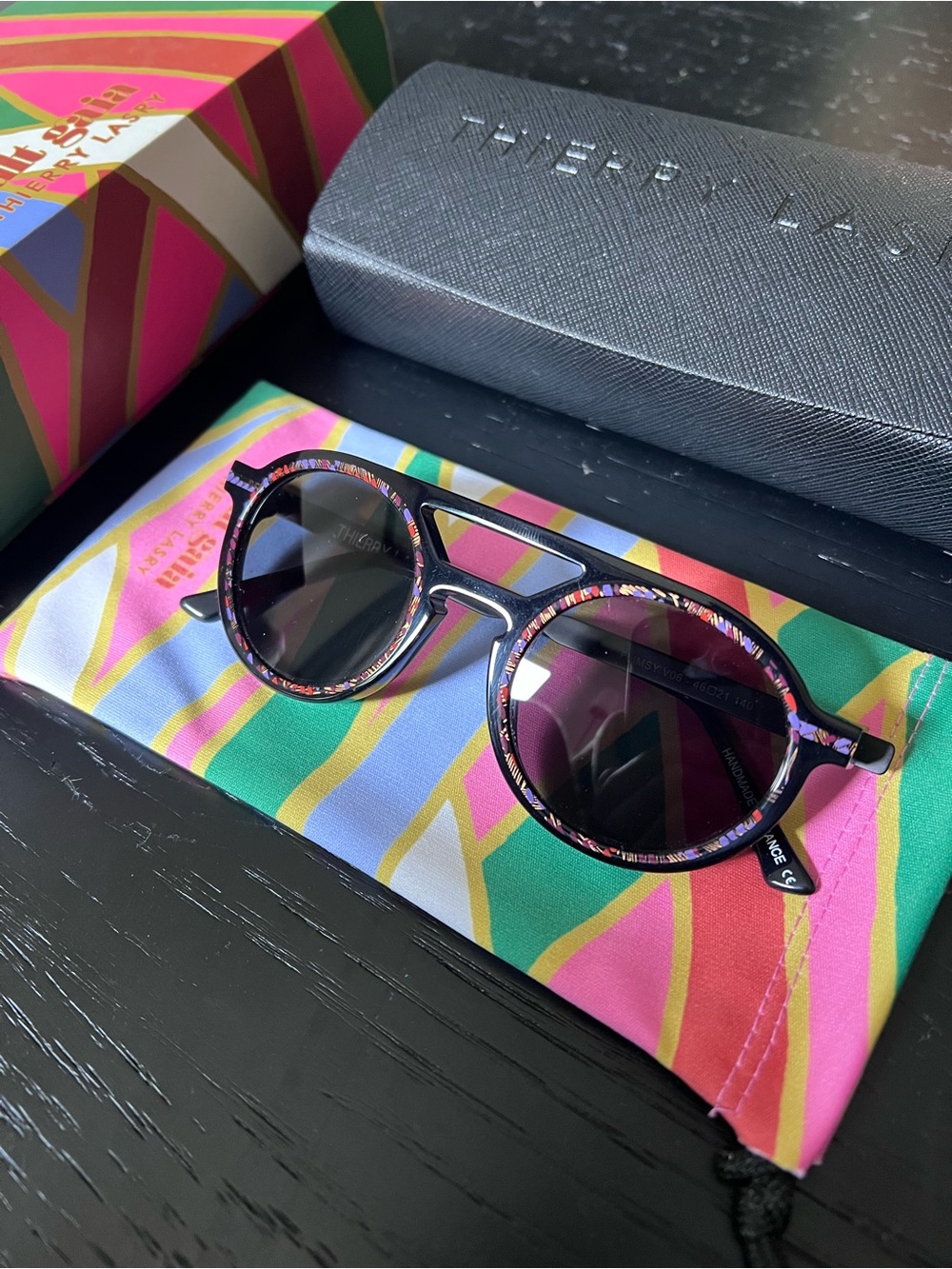cult gaia Multicolor Frame Sunglasses with Black Lenses - Picture 2 of 3